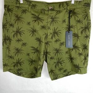 NWT Slate & Stone Green Palm Print Flat Front 7” Cotton Twill Short size 38 NEW